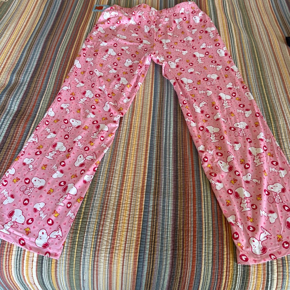 Brief Insanity Peanuts Pajama Lounge Pants XXL Snoopy Woodstock Love Pink NWT - Picture 13 of 13